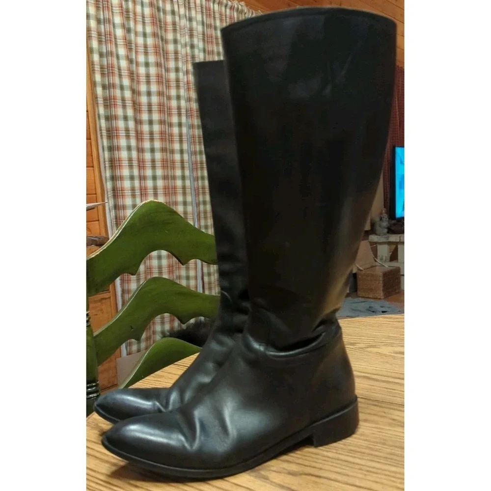 Davos Gomma Knee High‎ Boots Black Made In Italy 38 US 7